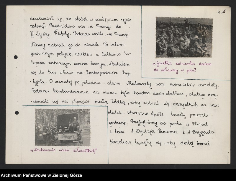 Obraz 12 z jednostki "Tomoń Jan,Trzewialski K. - prace na konkurs: Polskie Siły Zbrojne na zachodzie, wspomnienia z lat 1939-1945"