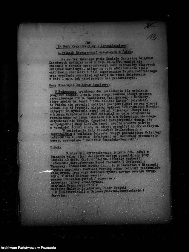 Obraz 17 z jednostki "Sprawozdania okresowe /miesięczne ze stanu bezpieczeństwa/ za miesiące kwiecień, maj, czerwiec 1937 r. /nr 4-6/"