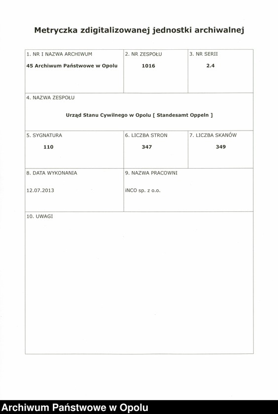 Obraz 2 z jednostki "Rejestr Malżeństw pierwopis 1909 [Opole] 1-173"