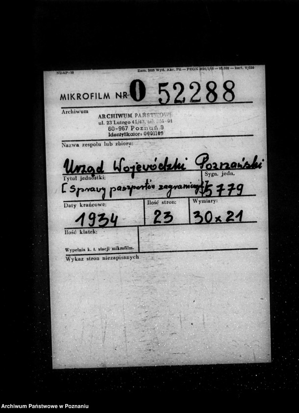 Obraz 2 z jednostki "/Sprawy paszportów zagranicznych- instrukcja portowa dla Urzędów Zagranicznych /tajne/"