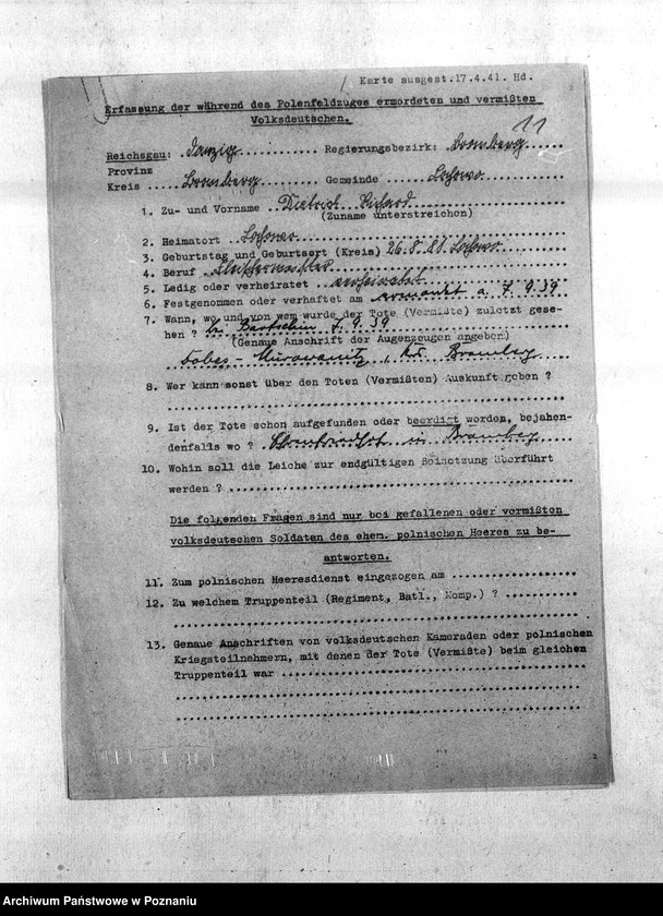 Obraz 15 z jednostki "Amtliche Meldungen Gemeinde Łochowo (Łoskowo). Kreis Bromberg (Bydgoszcz)"