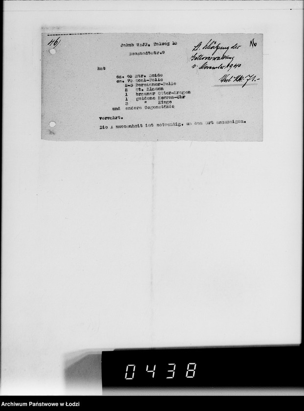 Obraz 20 z jednostki "[Informacje o posiadaniu przez Żydów kosztowności]"