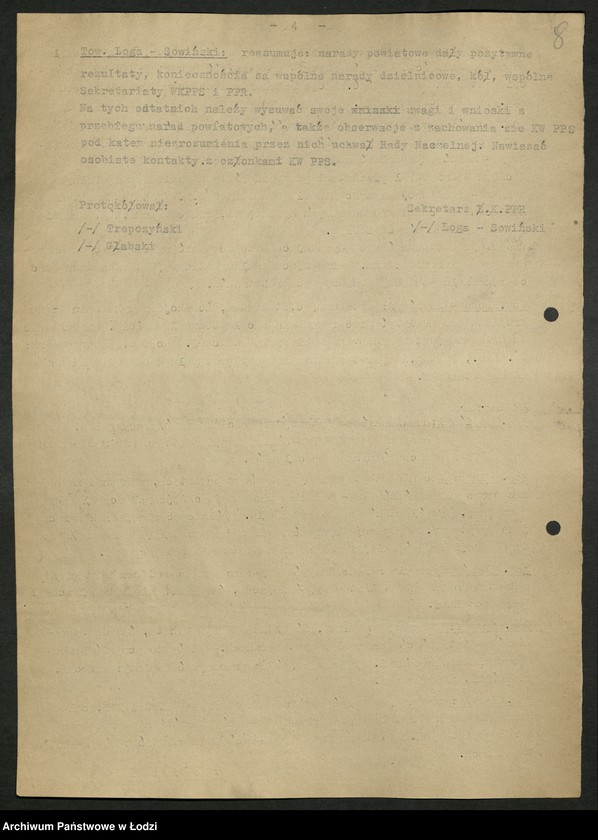 Obraz 9 z jednostki "Protokoły z posiedzeń Sekretariatu KŁ"