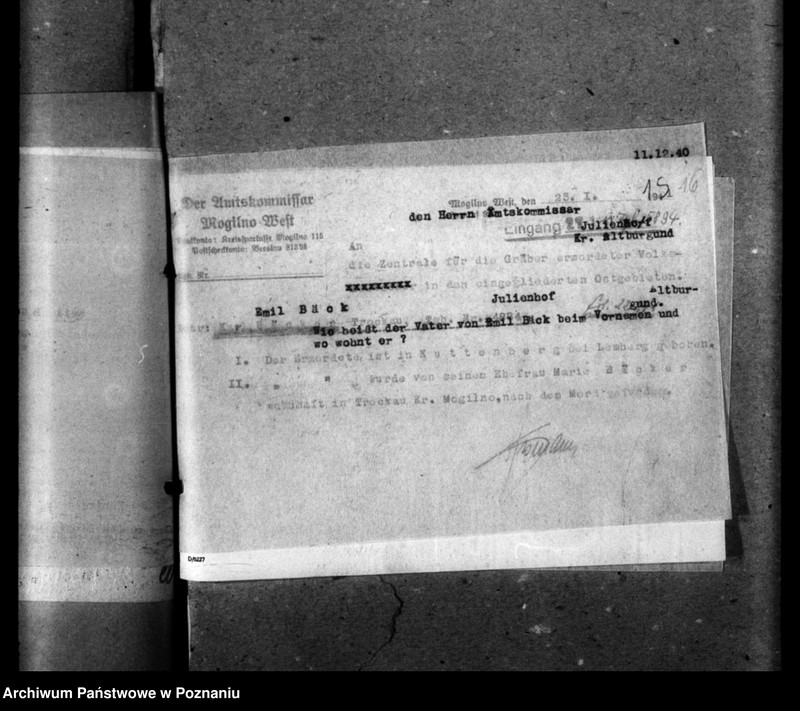 Obraz 19 z jednostki "Korespondencja w sprawie miejscowych Niemców, którzy zginęli w 1939 roku A - Z"