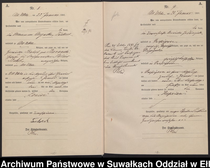 image.from.unit.number "Geburts-Haupt-Register des Königlichen Preussischen Standes-Amtes Ukta Kreis Sensburg"