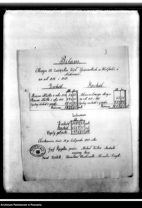 Obraz 7 z jednostki "Spisy kół i zarządów. Sprawy finansowe. Korespondencja. Sprawozdania ze zjazdów i posiedzeń. Wycinki prasowe- z prasy polskiej"