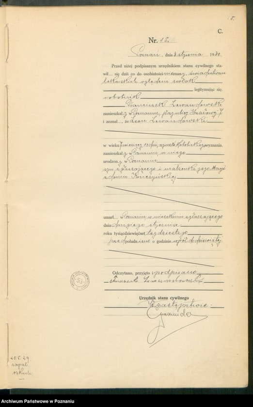 Obraz 17 z jednostki "Księga miejscowa zgonów tom I [Rejestr główny zgonów]"