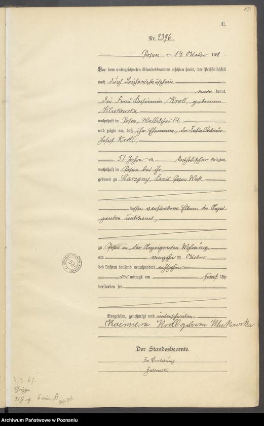 Obraz 17 z jednostki "Księga miejscowa zgonów tom VI [Rejestr główny zgonów]"