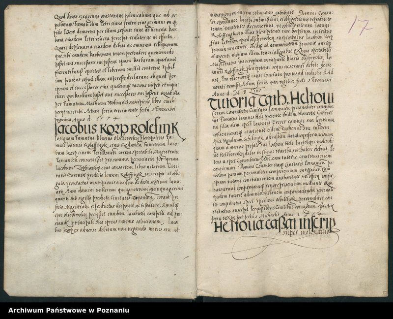 Obraz 19 z jednostki "Liber actorum civilium Posnaniensium incipitur ab feria tertia ante festum s.Mathei evangeliste anni domini 1554 usque ad annum 1556 ... sub B.W. notario."