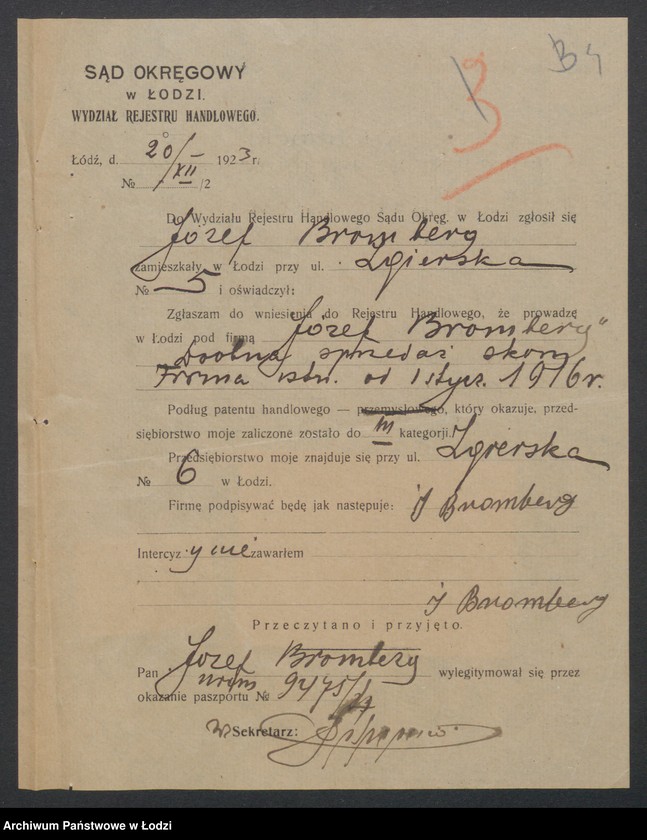 Obraz 6 z jednostki "Józef Bromberg – drobna sprzedaż skór"