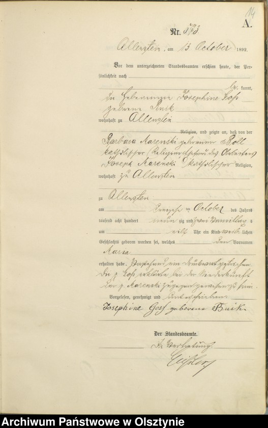 image.from.unit.number "Geburts-Haupt-Register Tom III,Nr 561 - 751"