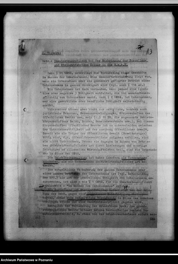 Obraz 17 z jednostki "Umsatzsteuerpflicht bei der Einbringung der Porzellan- und Steingutfabriken Kolmar in die G.m.B.H."