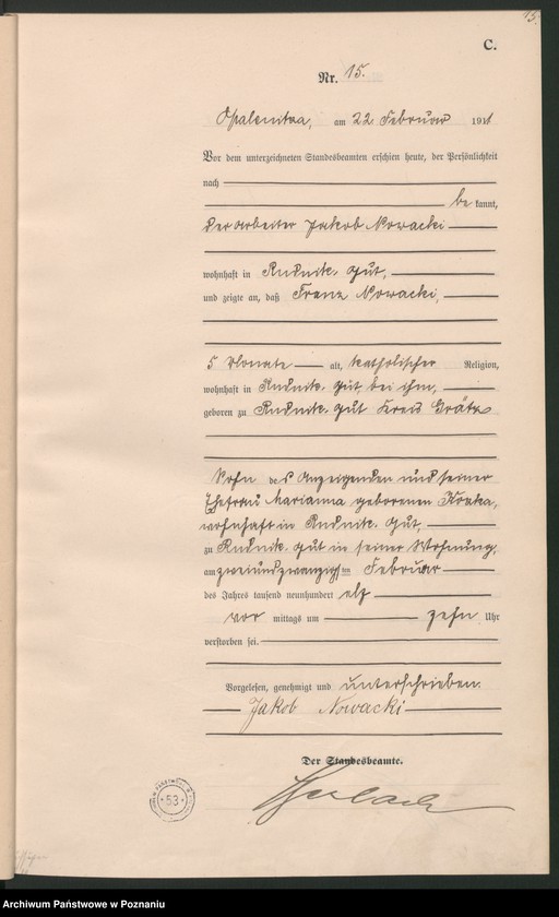 Obraz 18 z jednostki "Sterbe-Haupt-Register"