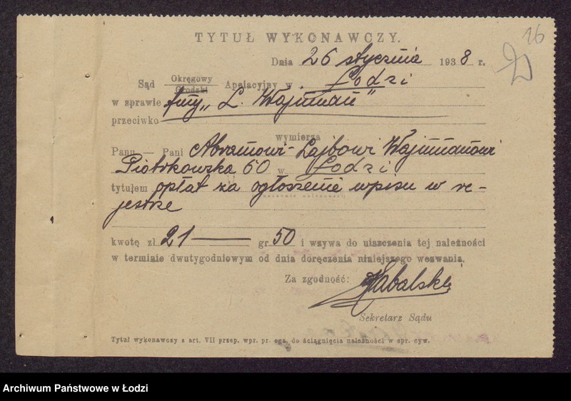 Obraz 18 z jednostki "Abram Lajb Wajnman- wyrób i sprzedaż towarów bawełnianych"