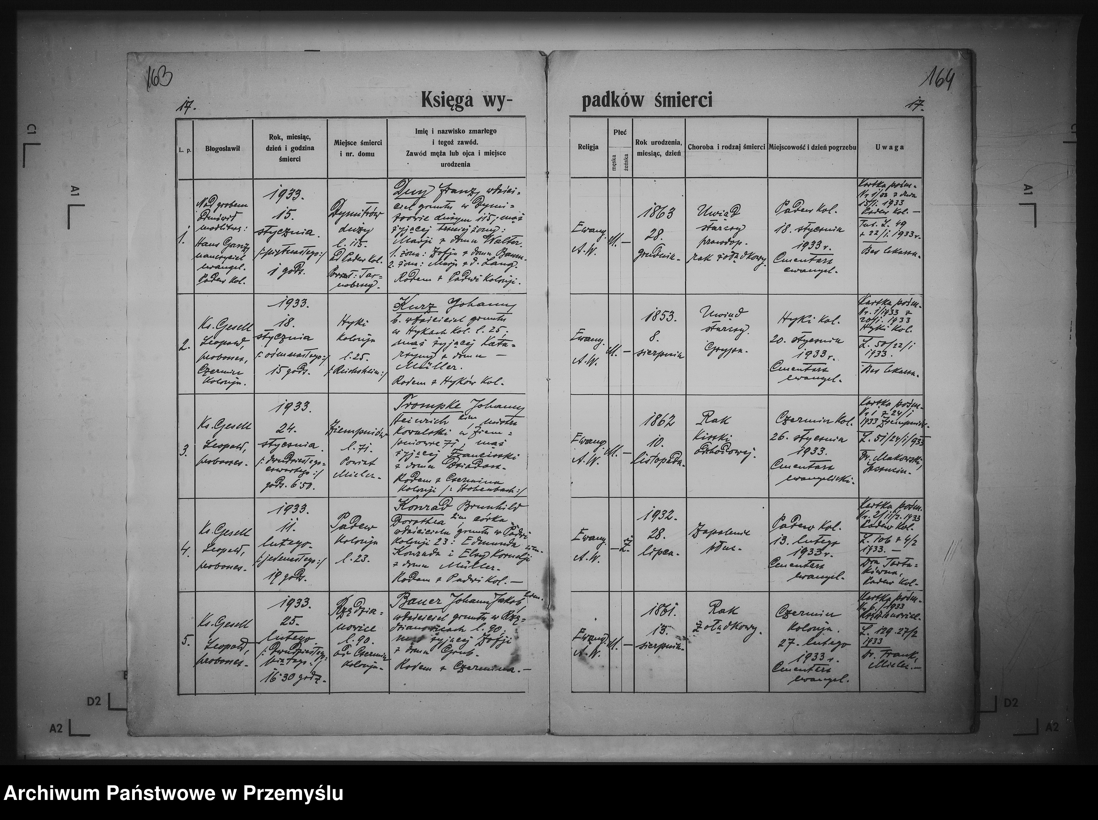 Skan z jednostki: Duplikaty ksiąg zmarłych parafii w Czerminie Kolonii [Hohenbach]