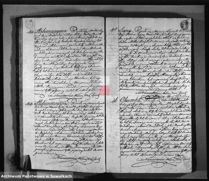 image.from.unit.number "Duplikat zawierający akta urodzonych, zaślubionych i umarłych parafii seyneńskiey z 1832 roku"
