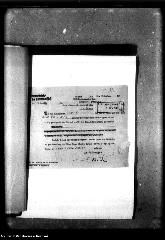 Obraz 16 z jednostki "Schriftwechsel mit der Polizei [Korespondencja z policją dotycząca włamania]."