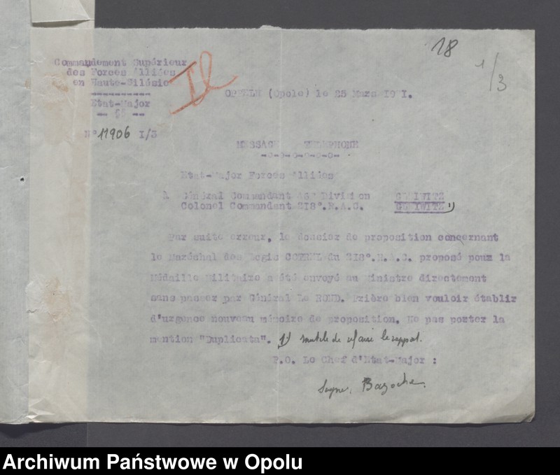Obraz 20 z jednostki "Discipline-Recompenses-Decorations-Distractions-Punitions-Tenue generale /Korespondencja dotycząca dyscypliny, odznaczeń, pochwał, pracy oświatowej/"