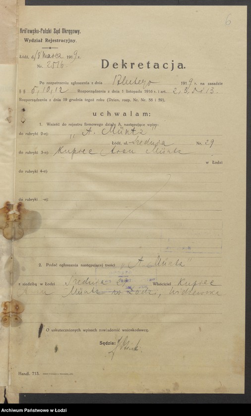 Obraz 8 z jednostki "Aron Műntz- sklep dystrybucyjny"