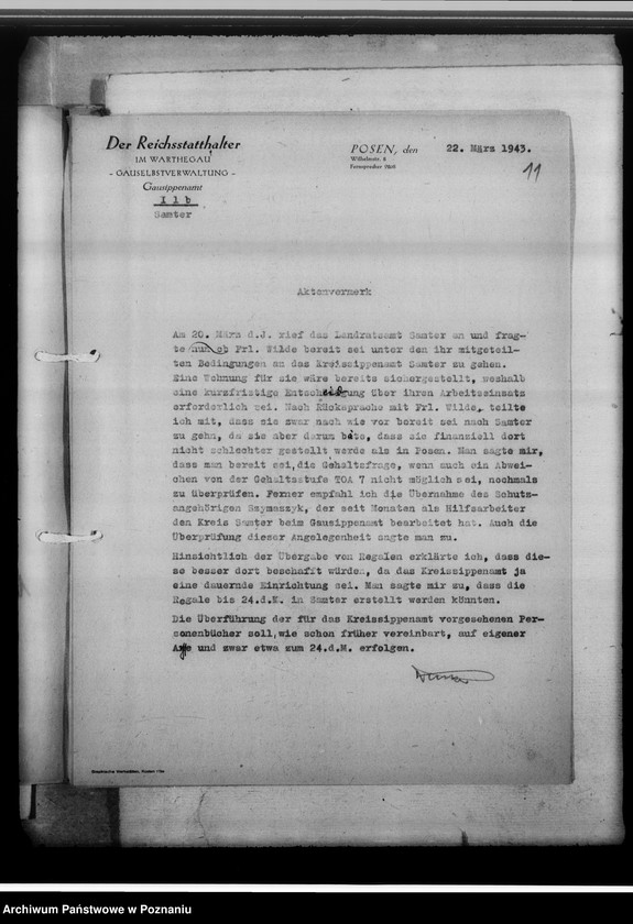 Obraz 15 z jednostki "[Korespondencja w sprawach organizacyjnych], Kreissippenamt Samter [Szamotuły]"