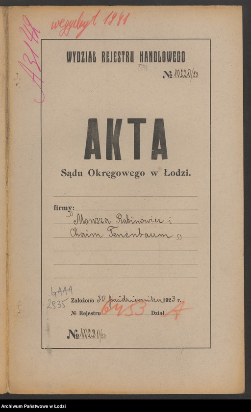Obraz 2 z jednostki "Mowsza Rabinowicz i Chaim Tenenbaum- kupno i sprzedaż towarów manufakturowych"