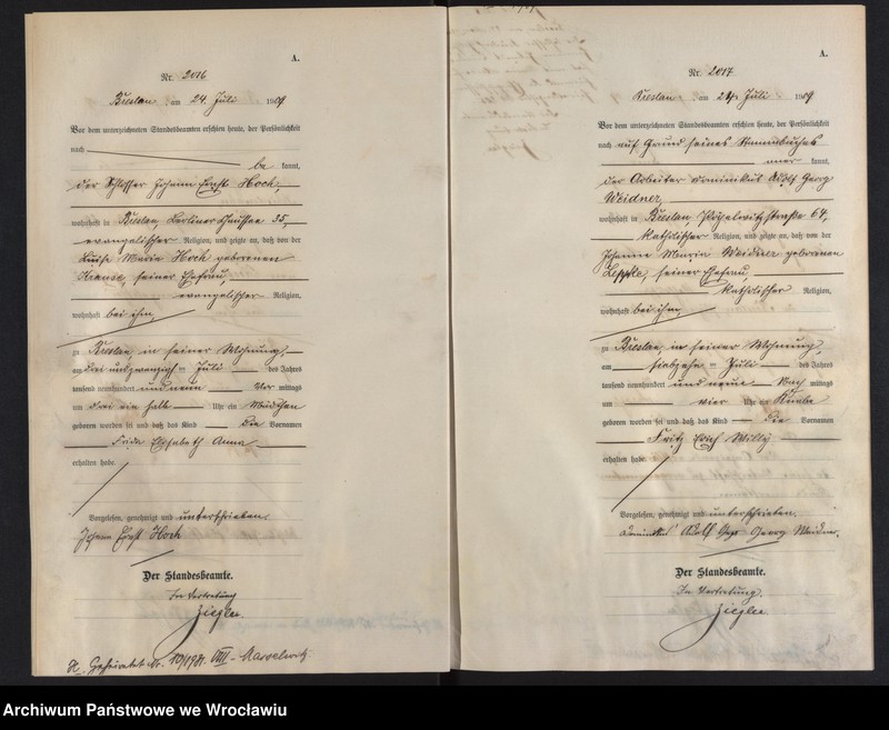 image.from.unit.number "Geburts-Haupt-Register Breslau I 1909 Band 6"