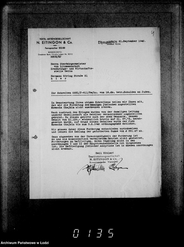 Obraz 8 z jednostki "J[uden] 611-625 [Wnioski Żydów z Getta o zwrot należności za pracę lub towar wzięty na kredyt]"