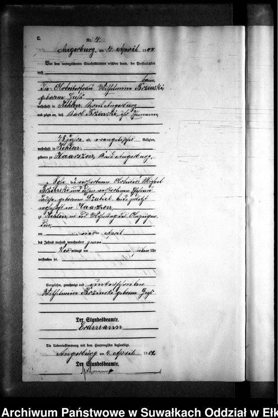 image.from.unit.number "Sterbe-Neben-Register des Preussischen Standes-Amtes Kehlen Kreis Angerburg"