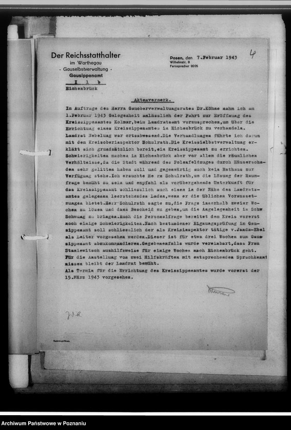 Obraz 8 z jednostki "[Korespondencja w sprawach organizacyjnych i działalności], Kreissippenamt Eichenbrück[/Wągrowiec]"