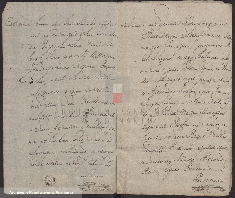 Obraz 3 z jednostki "Rafał Leszczyński, wojewoda łęczycki, starosta generalny Wielkopolski, starosta odolanowski nadaje Kasprowi Gotfrydowi Ditrychowi mieszczaninowi leszczyńskiemu określone bliżej grunta i plac"