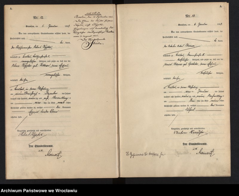 image.from.unit.number "Geburts-Haupt-Register Breslau I 1899 Band 1"