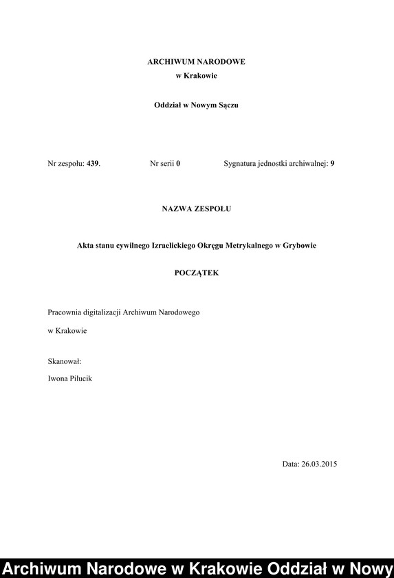 Obraz 1 z jednostki "[Księgi stanu cywilnego - urodzenia, małżeństwa, zgony]"