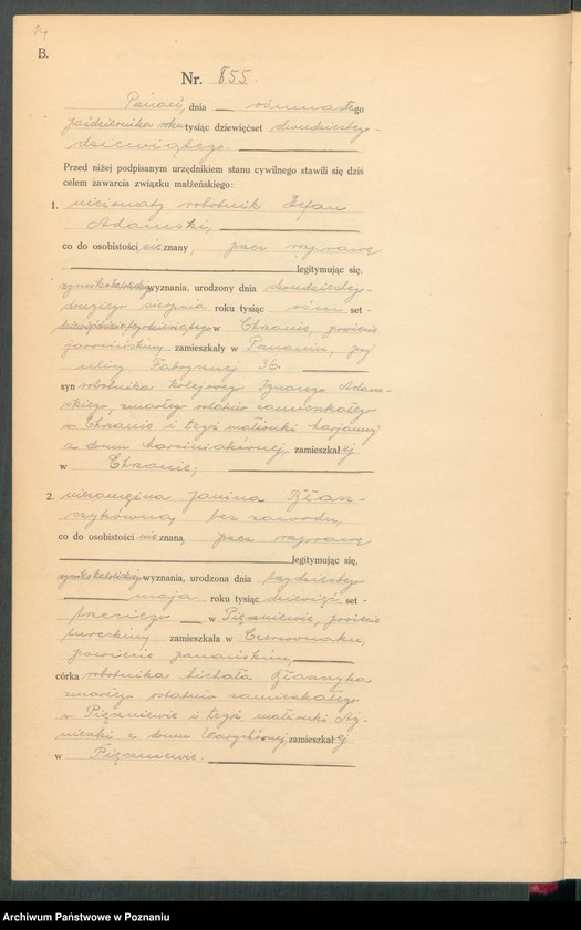 Obraz 16 z jednostki "Księga miejscowa małżeństw tom IV [Rejestr główny małżeństw]"