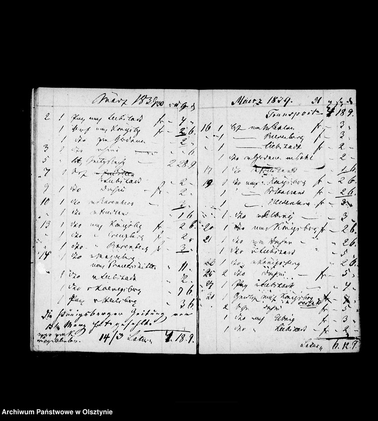 image.from.unit.number "Post- Conto- Buch der Postexpedition Bartenstein für Juditten"
