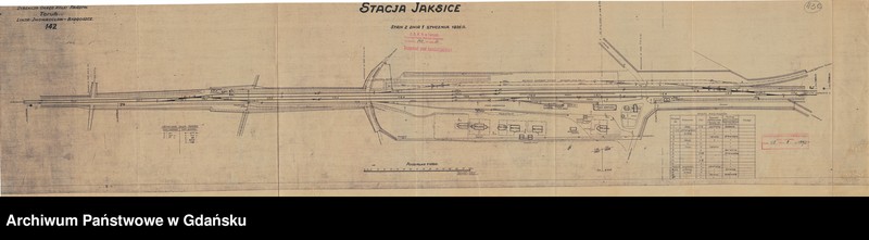 image.from.unit.number "Dyrekcja Okręgowych Kolei Państwowych Toruń. Linia: Inowrocław - Bydgoszcz. 142. Stacja Jaksice. Stan z dnia 1 stycznia 1936"