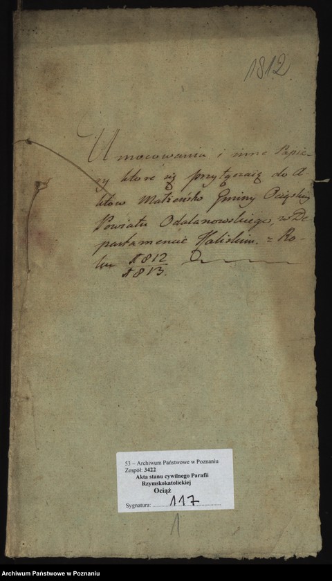 image.from.team "Akta stanu cywilnego Parafii Rzymskokatolickiej Ociąż (pow. ostrowski)"