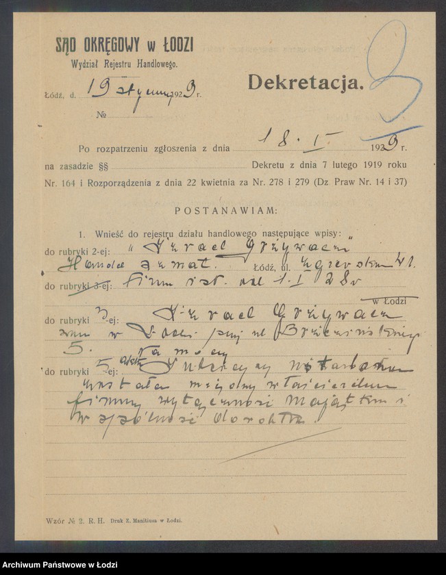 Obraz 5 z jednostki "Izrael Grzywacz – handel szmat"