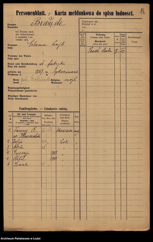 image.from.unit.number "[Spis ludności Łodzi] Bratus - Braune"