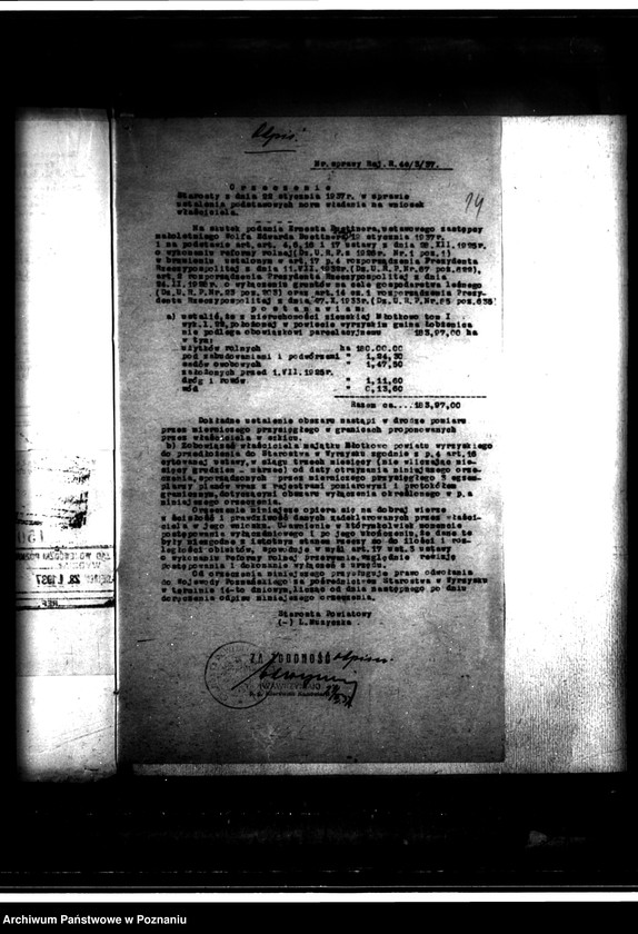 Obraz 18 z jednostki "Wyłączenie z art. 4 i 5 ustawy o wykonaniu reformy rolnej w powiecie wyrzyskim sprawy ogólne"