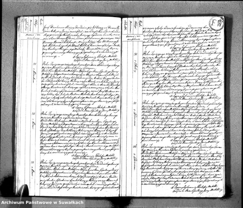 Obraz 10 z jednostki "Księgo Aktów Zeyscia Urzędnika Stanu Cywilnego Gminy Metelskiey Powiatu Seyneńskiego Departamentu Łomżyńskiego od 1-go Stycznia Tysiąc Osimset Trzynastego Roku 1813"