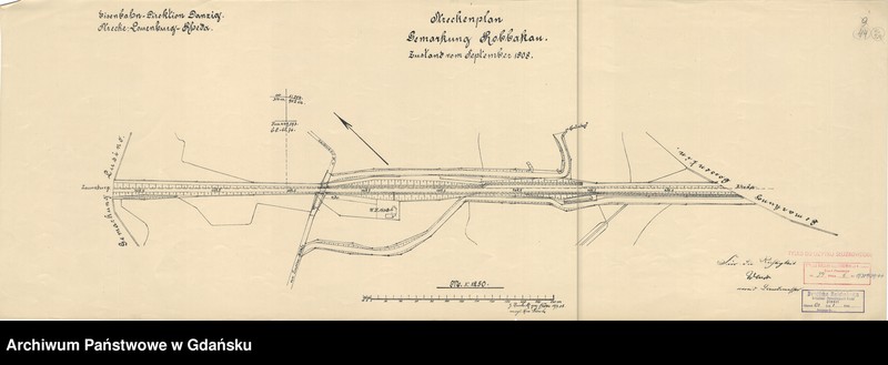 image.from.unit.number "Eisenbahn-Direktion Danzig. Strecke: Lauenburg-Rheda. Streckenplan Gemarkung Robbakau. Zustand vom September 1908"