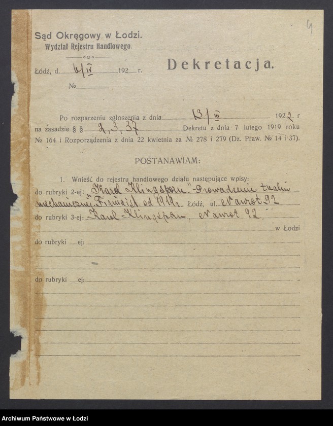 Obraz 6 z jednostki "Karol Klinsporn- prowadzenie tkalni mechanicznej"