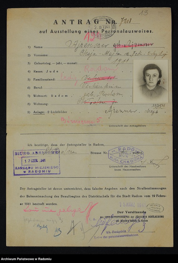 image.from.unit.number "[Wnioski o wydanie dowodów osobistych oraz nie odebrane dowody Ajzenman Złata - Akierman Gerszon]"