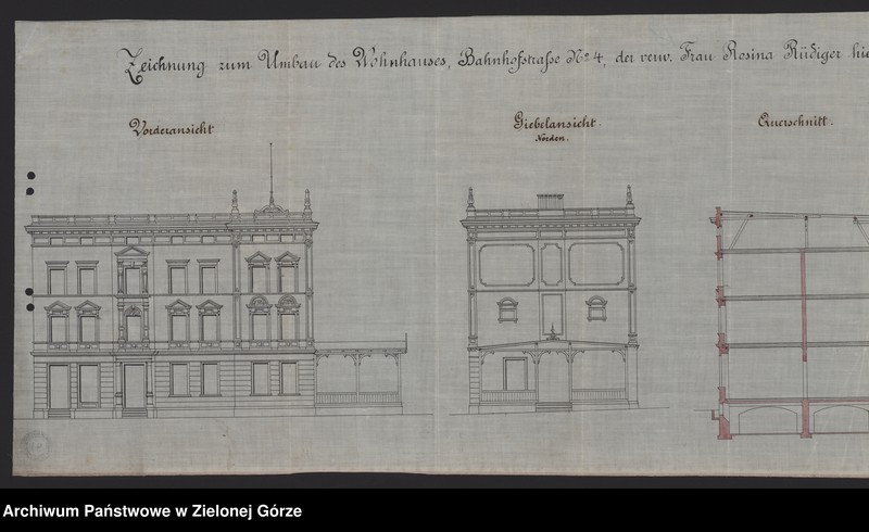 Obraz 6 z jednostki "Bahnhofstrasse 4. Umbau des Wohnhauses. Frau Rosina Rüdiger. "
