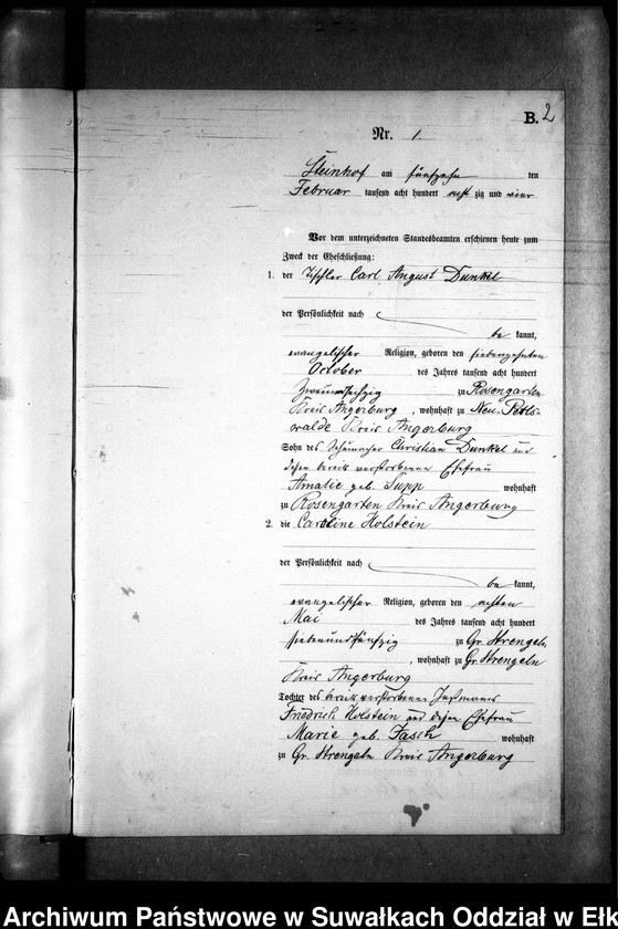 image.from.unit.number "Heiraths-Neben-Register des Preussischen Standes-Amtes Gr. Strengeln Kreis Angerburg"