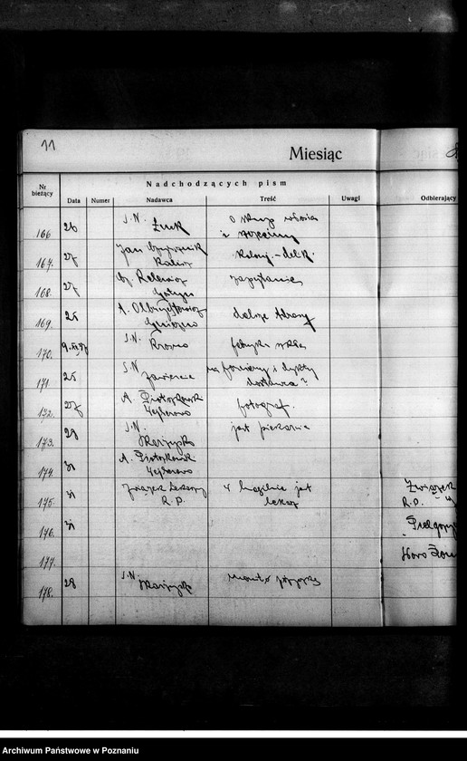 Obraz 15 z jednostki "Rejestr nadchodzących i wysyłanych pism przez Stronnictwo Narodowe i Obóz Wszechpolski"