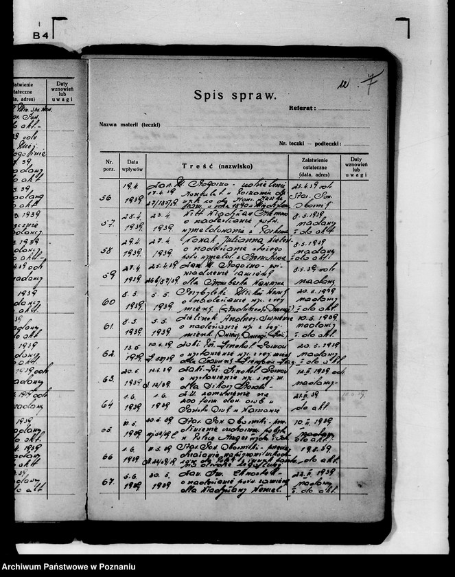 Obraz 16 z jednostki "Spisy spraw /Referat IV/ Wydział Pracy i Opieki Społecznej"