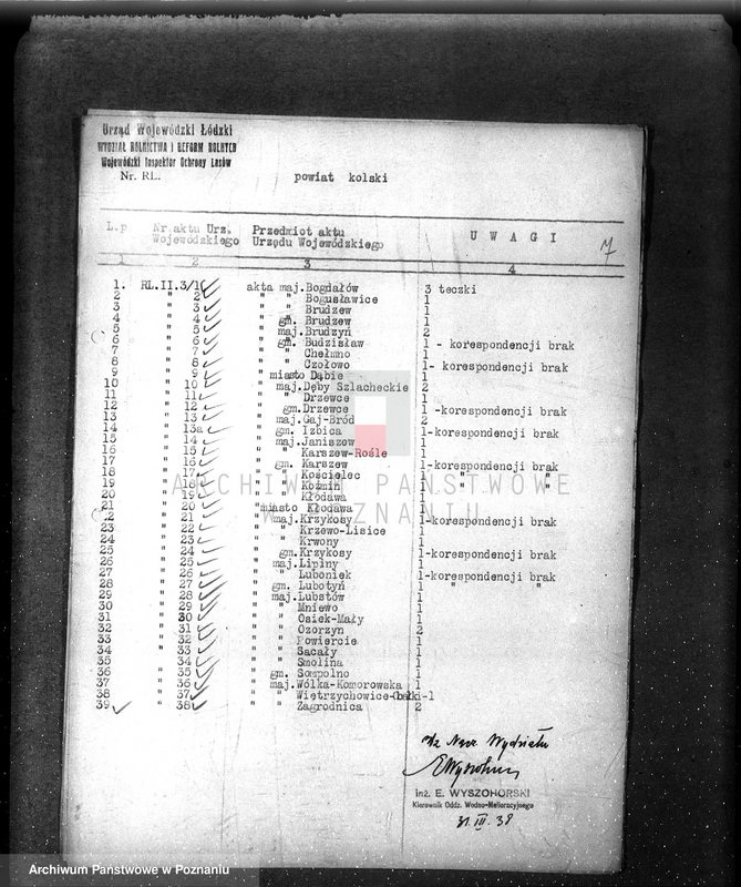 image.from.unit.number "/Inspektorat Ochrony Lasów/ /przejmowanie materiałów aktowych spisy akt/"