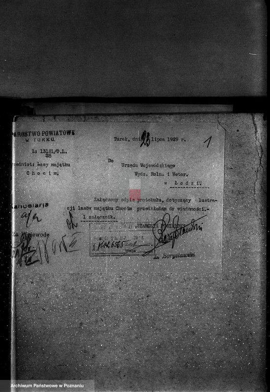 Obraz 5 z jednostki "Sprawa wyłączeń z art.. 4 ustawy z 28 XII 1925 r. i zatwierdzenie projektu planu gospodarczego dla lasu majątku Chocim powiat turecki"