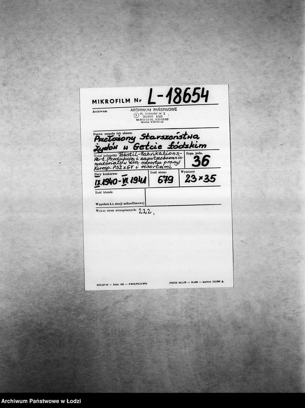 Obraz 2 z jednostki "Textil-Fabrikations-Abteilung [Produkcja i zapotrzebowanie materiałów dla resortu pracy]"